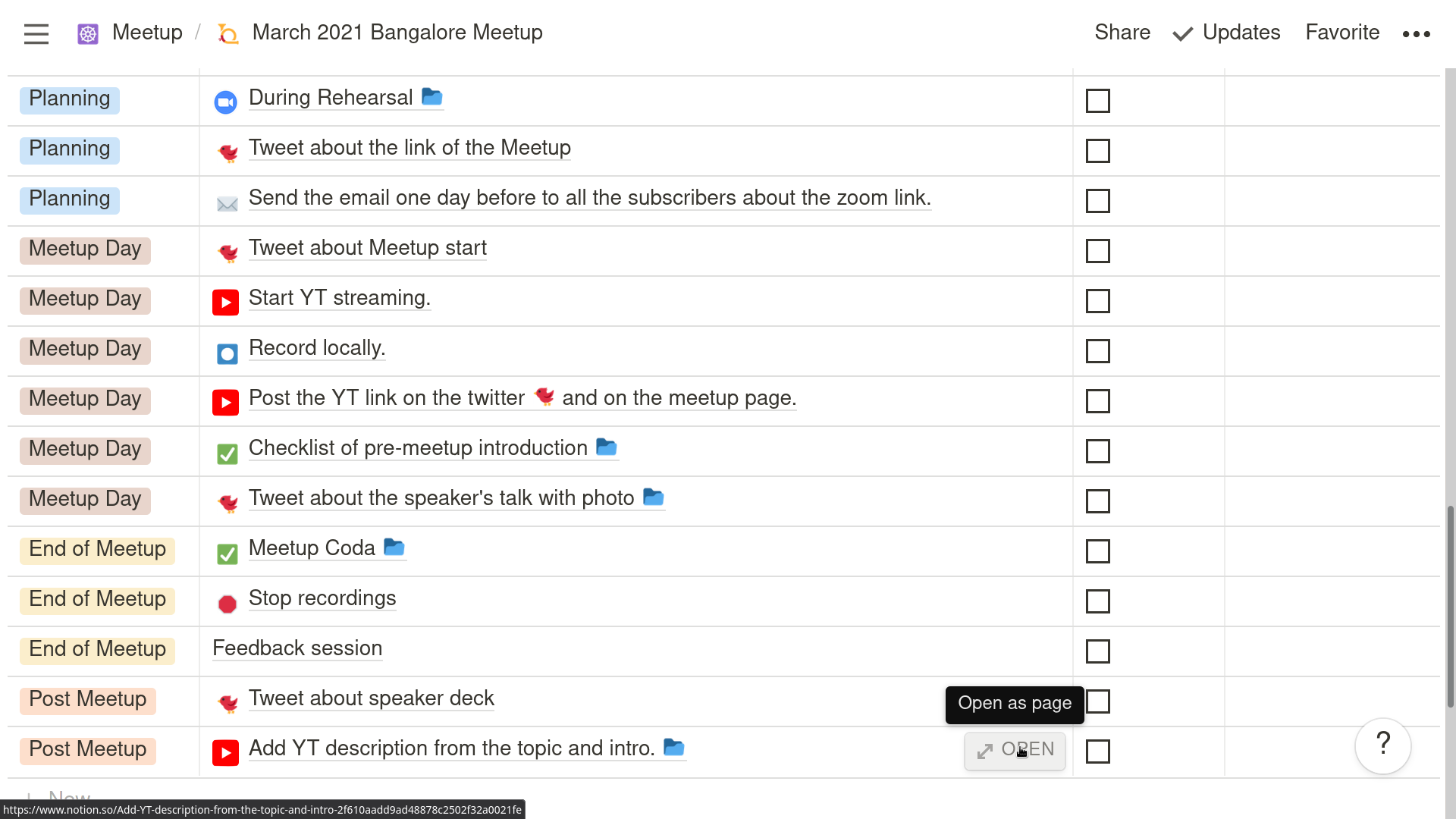 Meetup Checklist 2