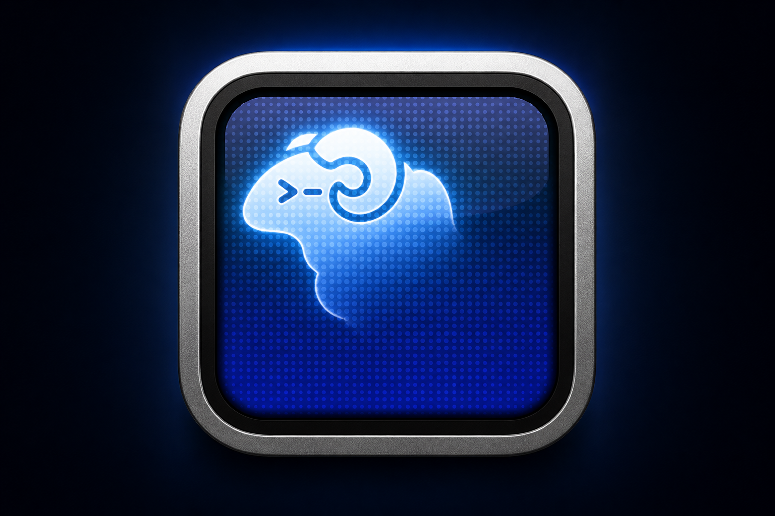 The Herdr ram logo glowing inside the Ghostty terminal icon